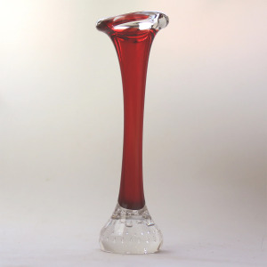 A pair of Scandinavian glass Aseda Glasbruk Bo Borgstrom Bone Vases 22cm C.1960