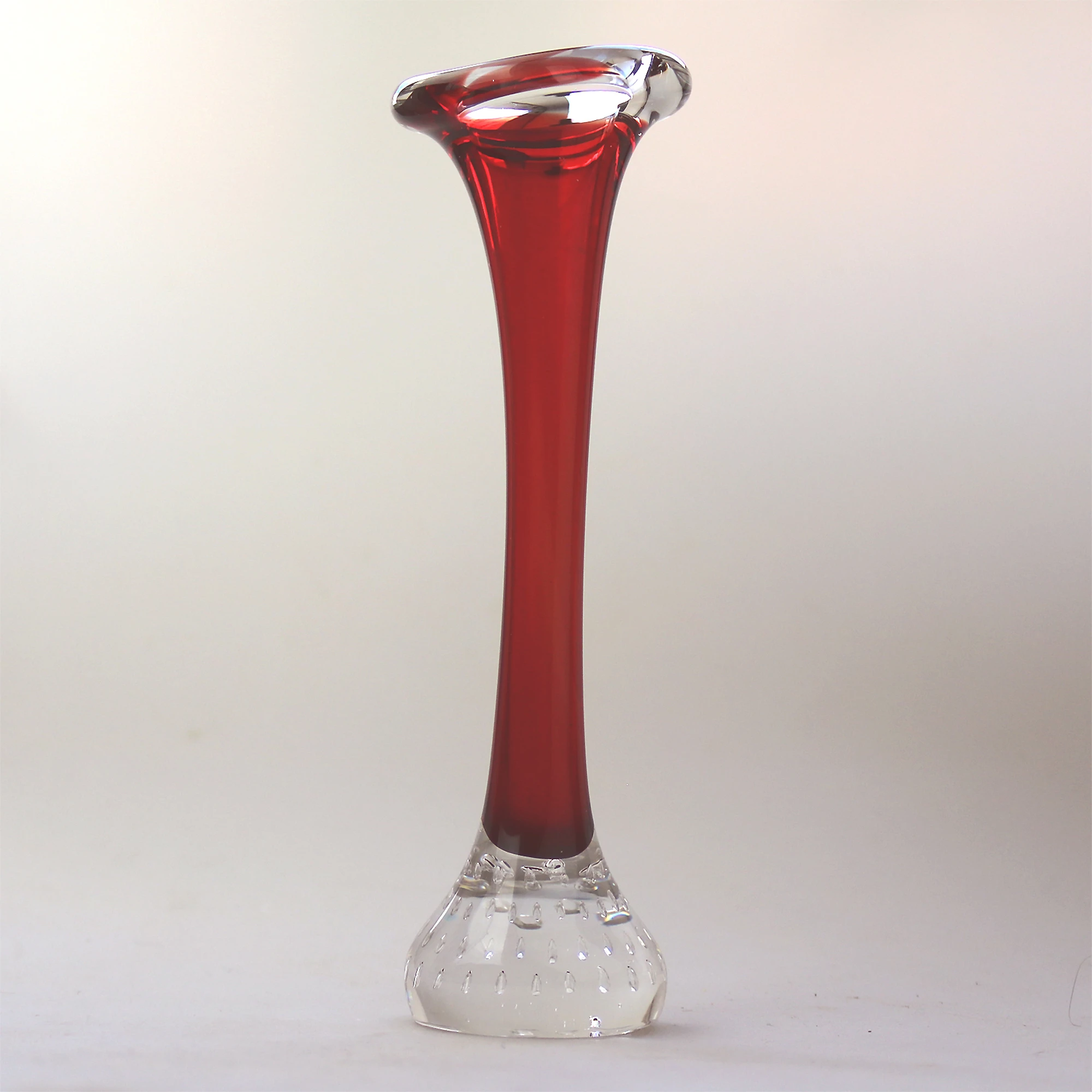 A pair of Scandinavian glass Aseda Glasbruk Bo Borgstrom Bone Vases 22cm C.1960