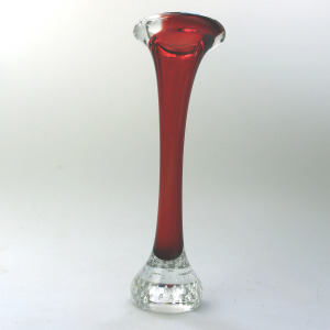 A pair of Scandinavian glass Aseda Glasbruk Bo Borgstrom Bone Vases 22cm C.1960