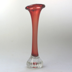 A pair of Scandinavian glass Aseda Glasbruk Bo Borgstrom Bone Vases 22cm C.1960