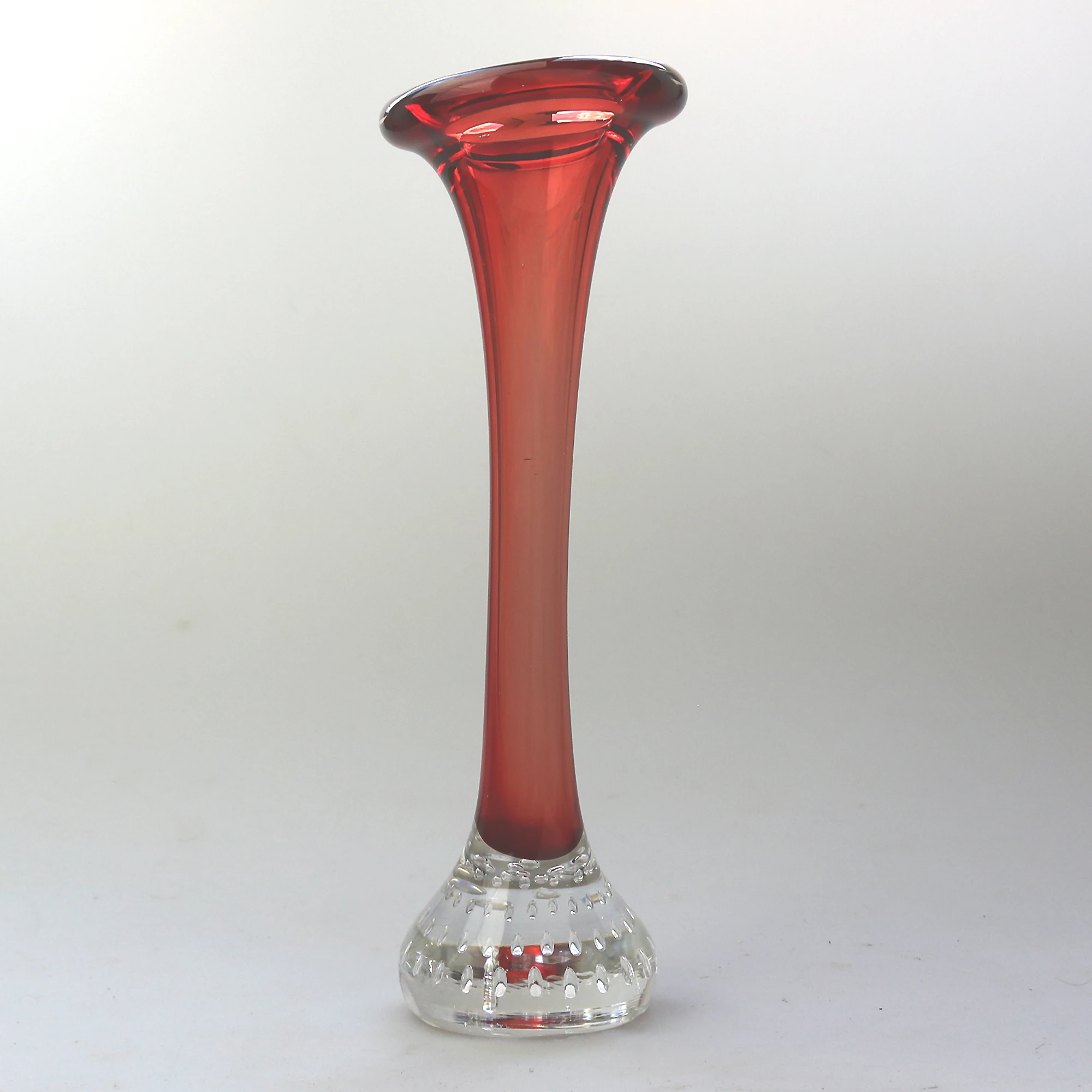 A pair of Scandinavian glass Aseda Glasbruk Bo Borgstrom Bone Vases 22cm C.1960