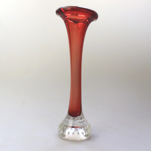 A pair of Scandinavian glass Aseda Glasbruk Bo Borgstrom Bone Vases 22cm C.1960