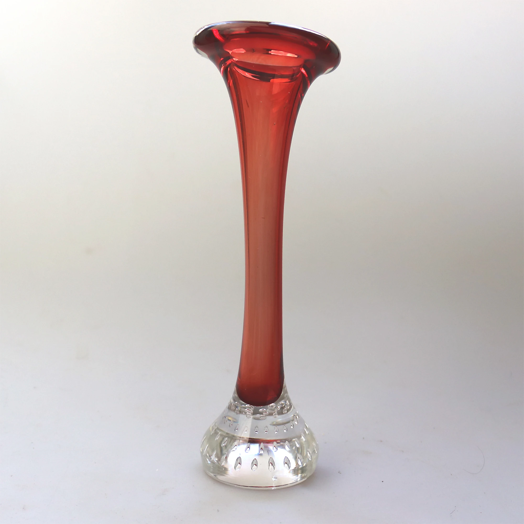 A pair of Scandinavian glass Aseda Glasbruk Bo Borgstrom Bone Vases 22cm C.1960