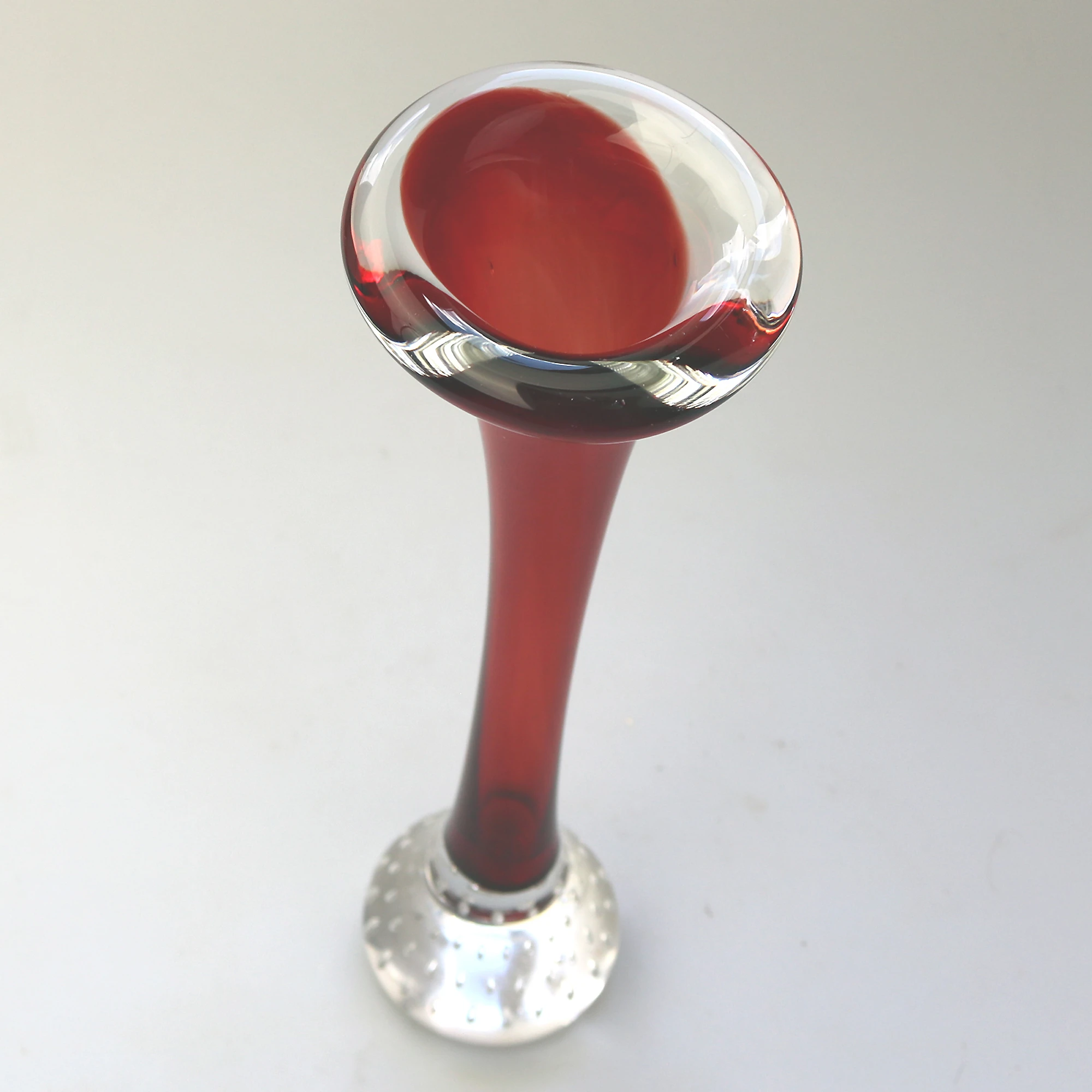 A pair of Scandinavian glass Aseda Glasbruk Bo Borgstrom Bone Vases 22cm C.1960