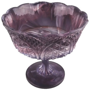 A large antique pressed glass purple amethyst malachite pedestal Bowl C.19thC