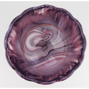 A large antique pressed glass purple amethyst malachite pedestal Bowl C.19thC