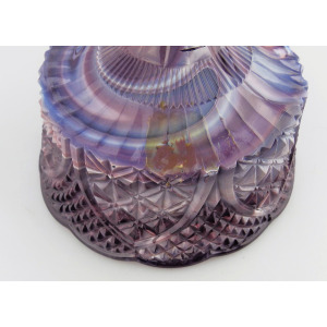 A large antique pressed glass purple amethyst malachite pedestal Bowl C.19thC