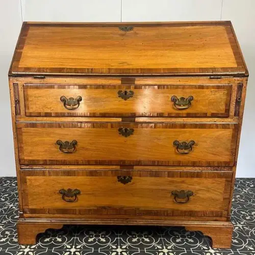Antique Georgian George II Bureau, Study Furniture, Drawer Desk, Mid 18th Century Cabinet, Library Interior Decor, Camphor And Rosewood