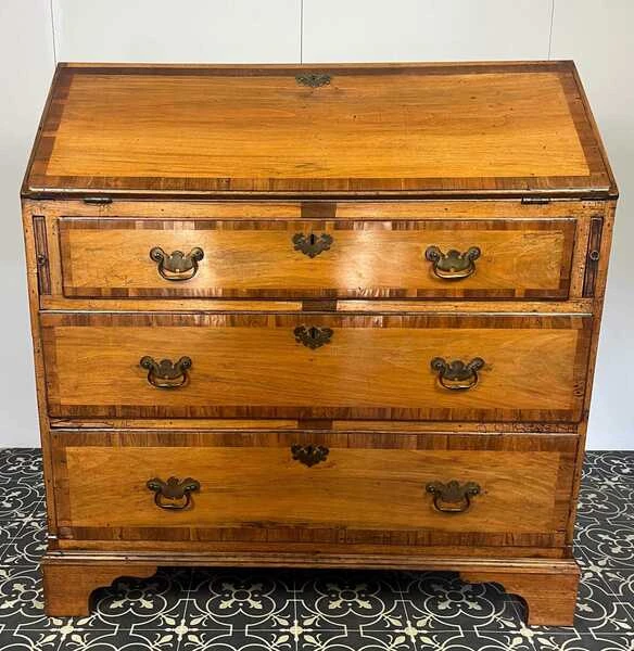 Antique Georgian George II Bureau, Study Furniture, Drawer Desk, Mid 18th Century Cabinet, Library Interior Decor, Camphor And Rosewood