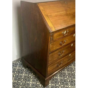 Antique Georgian Mahogany Bureau, Study Furniture, Drawer Desk, Mid 18th Century Cabinet, Library Interior Decor, Period Home