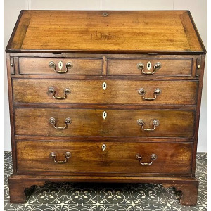 Antique Georgian Mahogany Bureau, Study Furniture, Drawer Desk, Mid 18th Century Cabinet, Library Interior Decor, Period Home