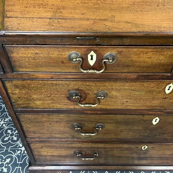 Antique Georgian Mahogany Bureau, Study Furniture, Drawer Desk, Mid 18th Century Cabinet, Library Interior Decor, Period Home