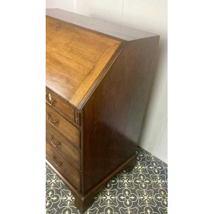 Antique Georgian Mahogany Bureau, Study Furniture, Drawer Desk, Mid 18th Century Cabinet, Library Interior Decor, Period Home