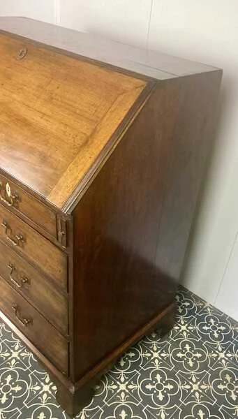 Antique Georgian Mahogany Bureau, Study Furniture, Drawer Desk, Mid 18th Century Cabinet, Library Interior Decor, Period Home