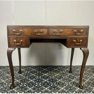 Antique Mahogany Georgian Leather Topper Writing Desk, Library Drawers