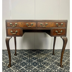 Antique Mahogany Georgian Leather Topper Writing Desk, Library Drawers