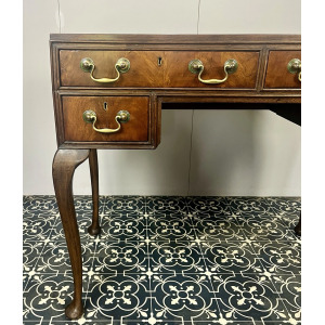 Antique Mahogany Georgian Leather Topper Writing Desk, Library Drawers