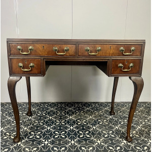 Antique Mahogany Georgian Leather Topper Writing Desk, Library Drawers