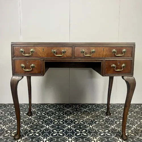 Antique Mahogany Georgian Leather Topper Writing Desk, Library Drawers