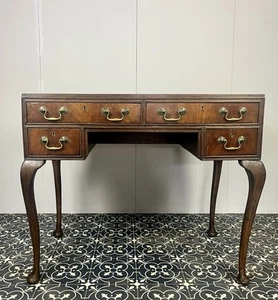 Antique Mahogany Georgian Leather Topper Writing Desk, Library Drawers