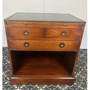 Antique Military Campaign Chest Of Drawers, Early 20th Century, Leather Top, Bedroom Furniture, Side Table, Drinks Cabinet, Mahogany Brass
