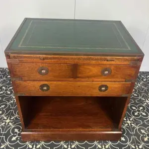 Antique Military Campaign Chest Of Drawers, Early 20th Century, Leather Top, Bedroom Furniture, Side Table, Drinks Cabinet, Mahogany Brass