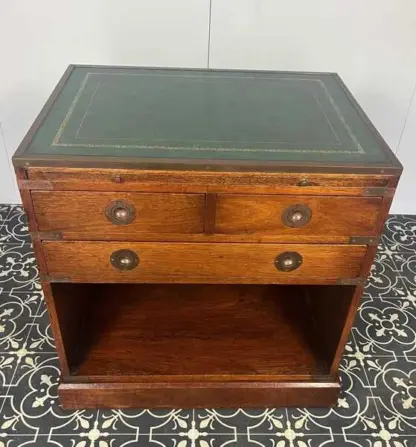Antique Military Campaign Chest Of Drawers, Early 20th Century, Leather Top, Bedroom Furniture, Side Table, Drinks Cabinet, Mahogany Brass - Image 3