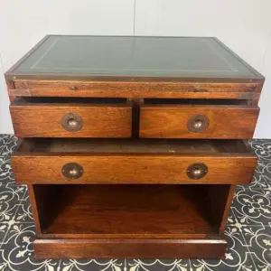 Antique Military Campaign Chest Of Drawers, Early 20th Century, Leather Top, Bedroom Furniture, Side Table, Drinks Cabinet, Mahogany Brass