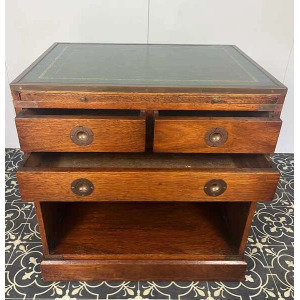 Antique Military Campaign Chest Of Drawers, Early 20th Century, Leather Top, Bedroom Furniture, Side Table, Drinks Cabinet, Mahogany Brass