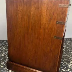 Antique Military Campaign Chest Of Drawers, Early 20th Century, Leather Top, Bedroom Furniture, Side Table, Drinks Cabinet, Mahogany Brass