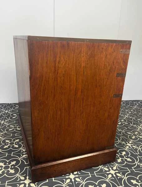 Antique Military Campaign Chest Of Drawers, Early 20th Century, Leather Top, Bedroom Furniture, Side Table, Drinks Cabinet, Mahogany Brass