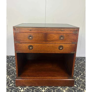 Antique Military Campaign Chest Of Drawers, Early 20th Century, Leather Top, Bedroom Furniture, Side Table, Drinks Cabinet, Mahogany Brass