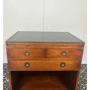 Antique Military Campaign Chest Of Drawers, Early 20th Century, Leather Top, Bedroom Furniture, Side Table, Drinks Cabinet, Mahogany Brass