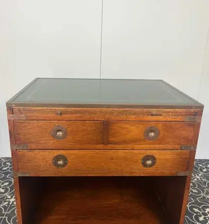 Antique Military Campaign Chest Of Drawers, Early 20th Century, Leather Top, Bedroom Furniture, Side Table, Drinks Cabinet, Mahogany Brass - Image 9
