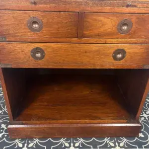 Antique Military Campaign Chest Of Drawers, Early 20th Century, Leather Top, Bedroom Furniture, Side Table, Drinks Cabinet, Mahogany Brass