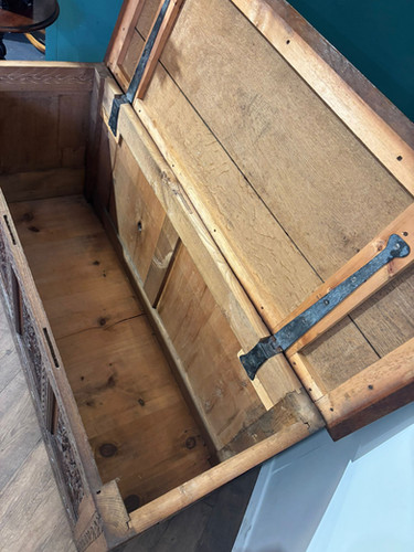 Antique Oak Coffer With Quadruple Panel Front