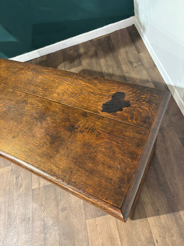 Antique Oak Coffer With Quadruple Panel Front