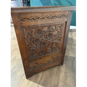 Antique Oak Coffer With Quadruple Panel Front