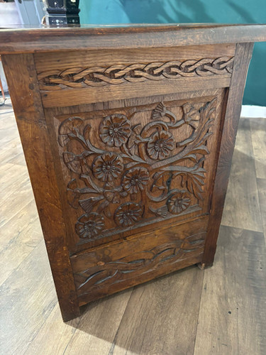 Antique Oak Coffer With Quadruple Panel Front
