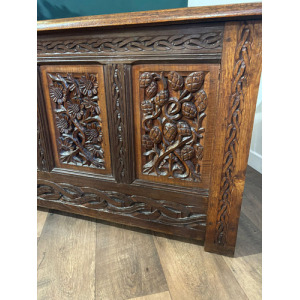 Antique Oak Coffer With Quadruple Panel Front