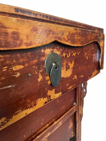 Antique Qing Dynasty 19th Century Chinese Red Lacquered Altar Table Sideboard