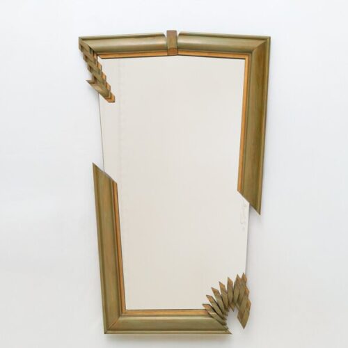Bizouati – Assymetrical Hand Carved Olive Wood Mirror, 1990s