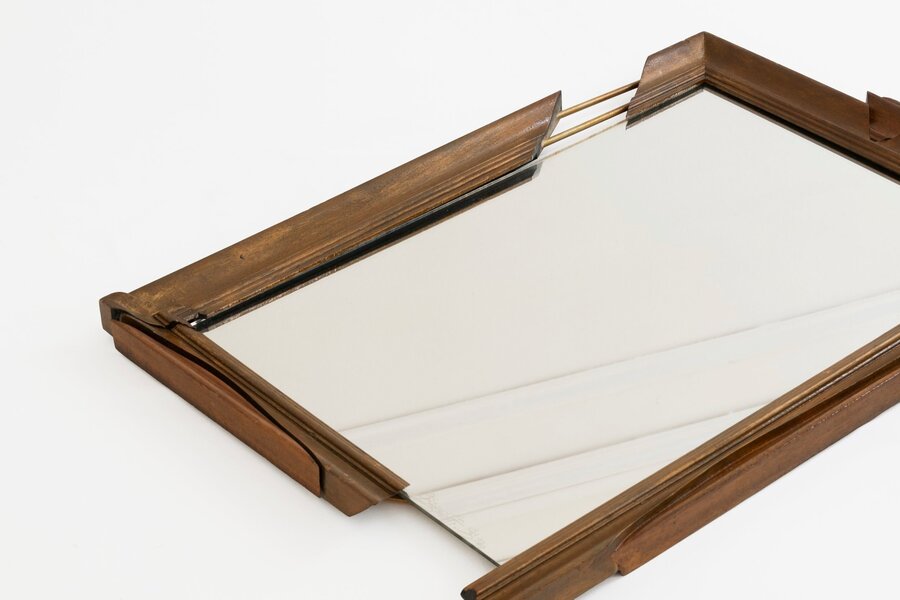 Bizouati – Brown Carved Wood Mirror, 1990s