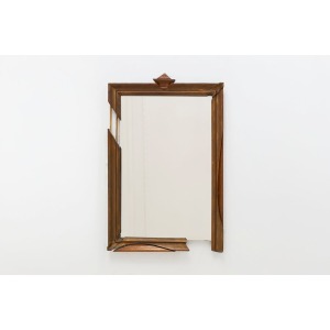 Bizouati – Brown Carved Wood Mirror, 1990s