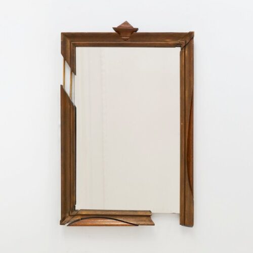 Bizouati – Brown Carved Wood Mirror, 1990s