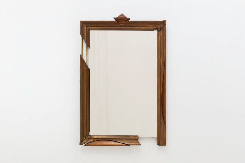 Bizouati – Brown Carved Wood Mirror, 1990s