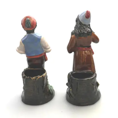 A pair antique majolica Bernhard Bloch pottery Children Figural Strikers C.19thC - Image 7