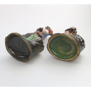 A pair antique majolica Bernhard Bloch pottery Children Figural Strikers C.19thC