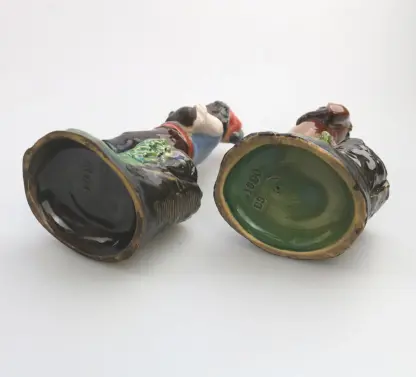 A pair antique majolica Bernhard Bloch pottery Children Figural Strikers C.19thC - Image 8