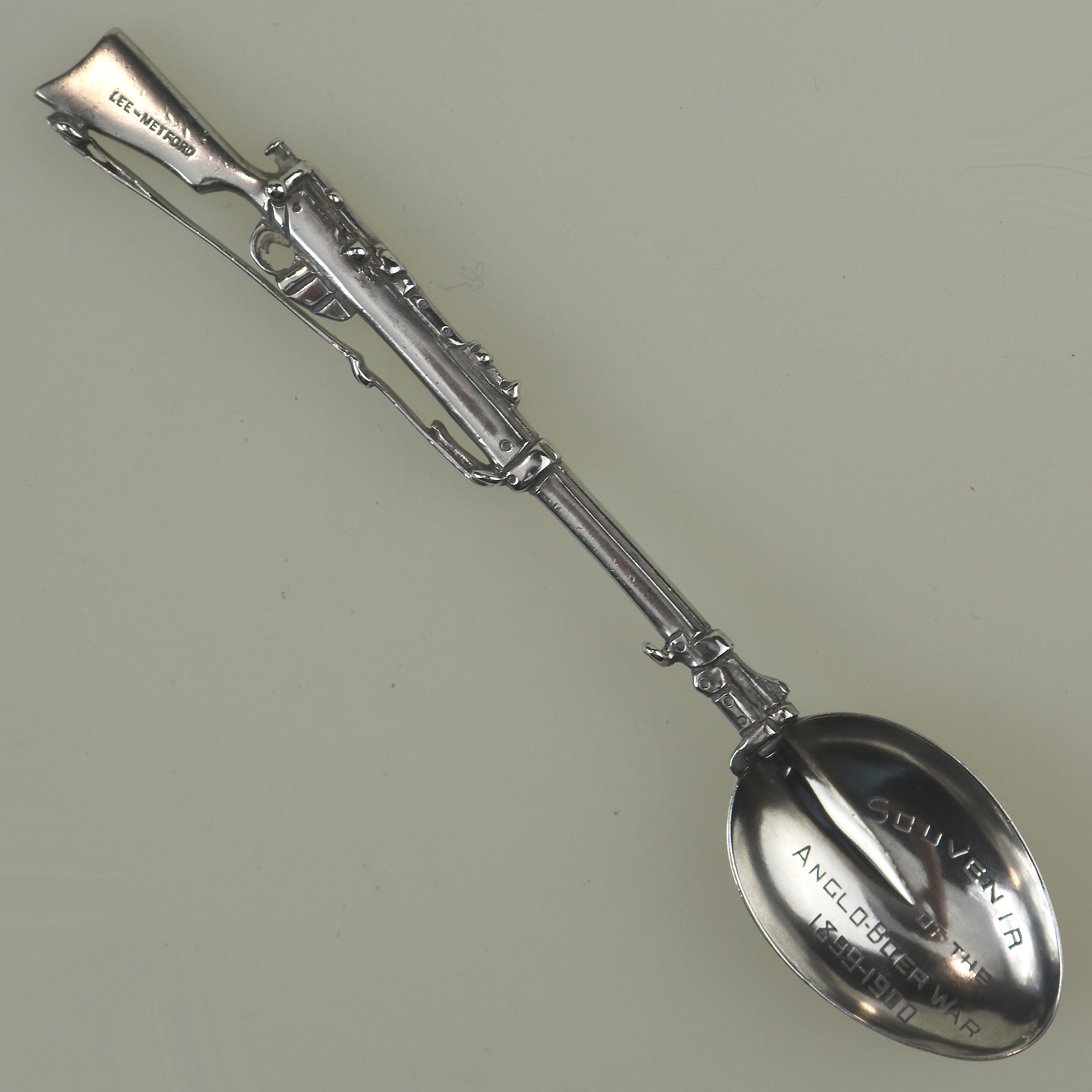 A scarce antique solid silver novelty rifle Militaria Boer War Spoon 19g C.1899